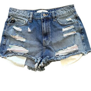 KanCan Women’s Odyssey Ultra High-Rise Medium Wash Denim Shorts Size 7/27 GUC